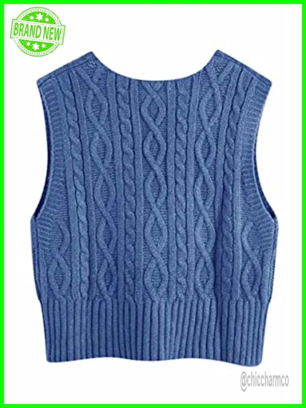 Women's V-Neck Cable Knit Vest Pullover Sleeveless Sweater Tank Top